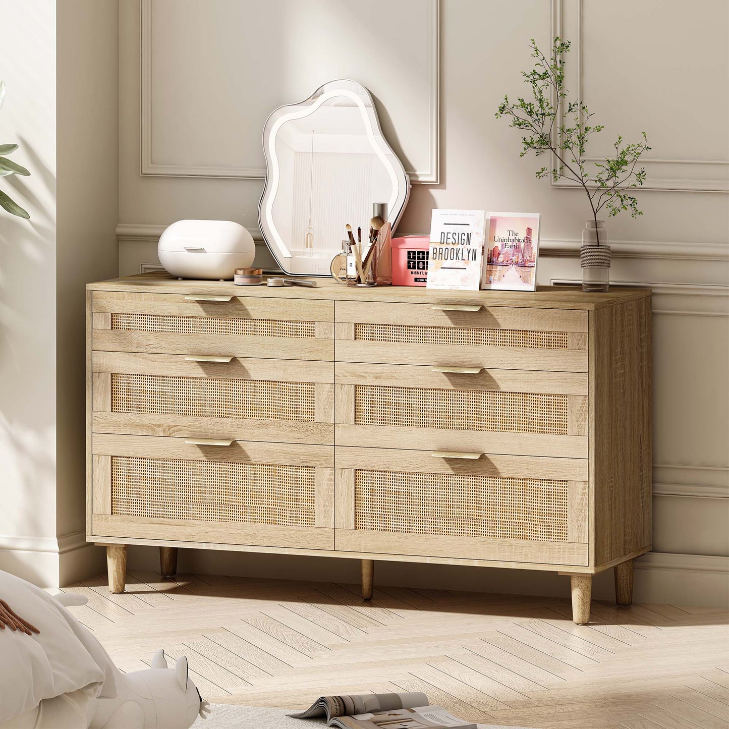Sunrinx Natural Wood Color 6 -Drawer 51.18 Standard dresser