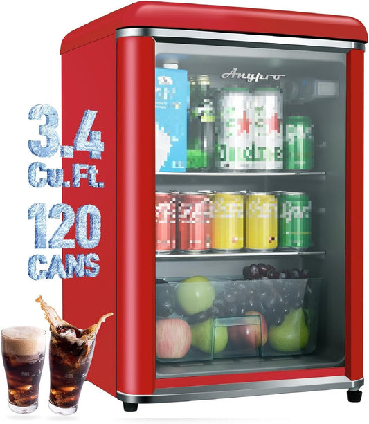 Jeremy Cass 18.7-in W 120 -Can Capacity Red Freestanding Indoor Beverage Refrigerator with Glass Door