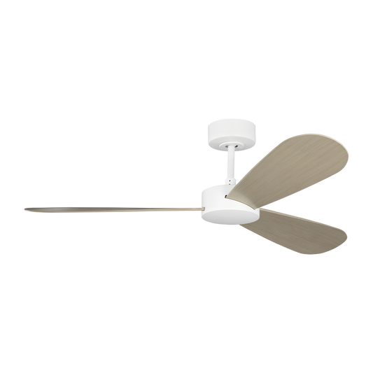 Generation Lighting Paddle Smart 52 52-in Matte White with White Cerused Oak ABS Blades Ceiling Fan Without Light 3 -Blade )
