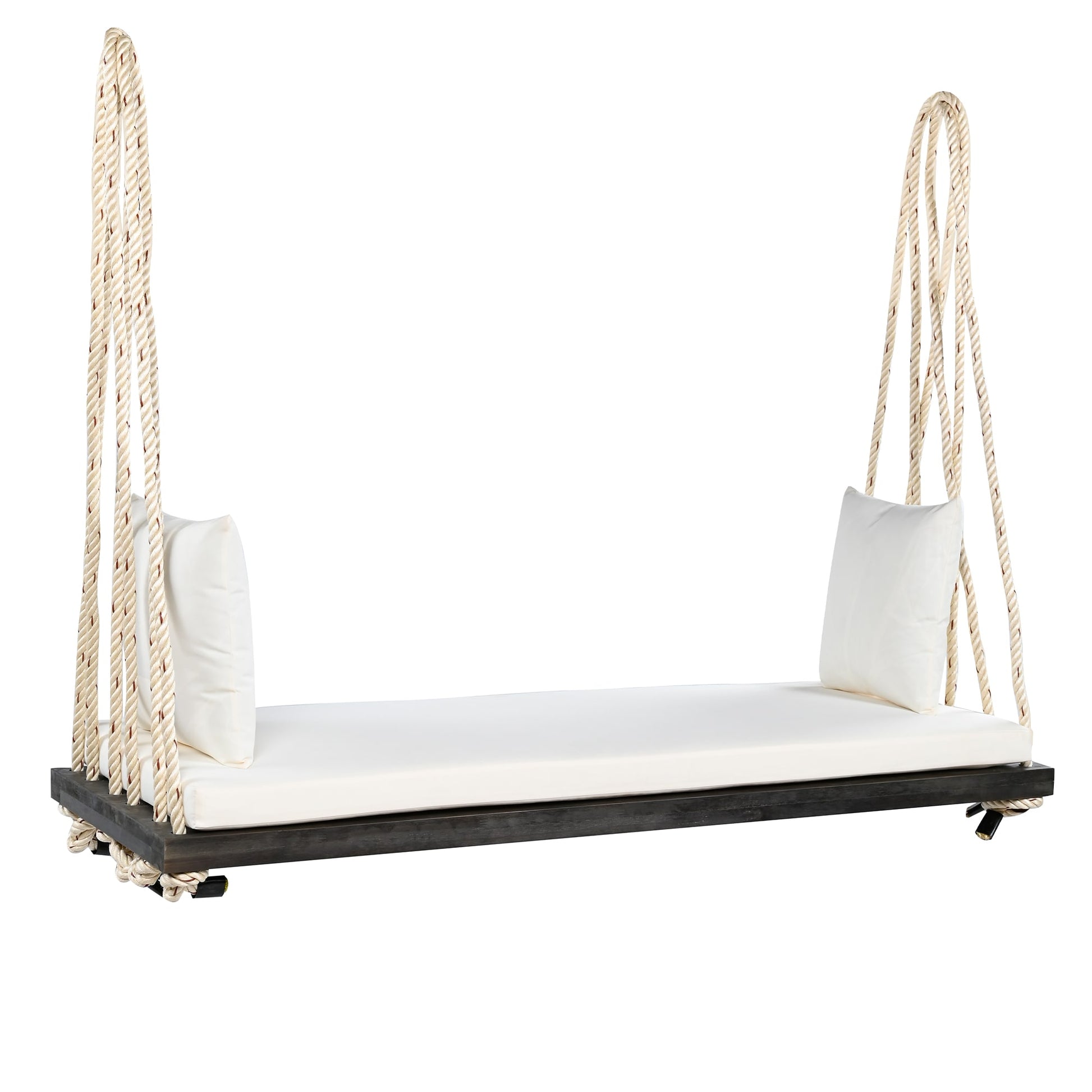 SINOFURN 2 -person Brown Wood Outdoor Swing bed