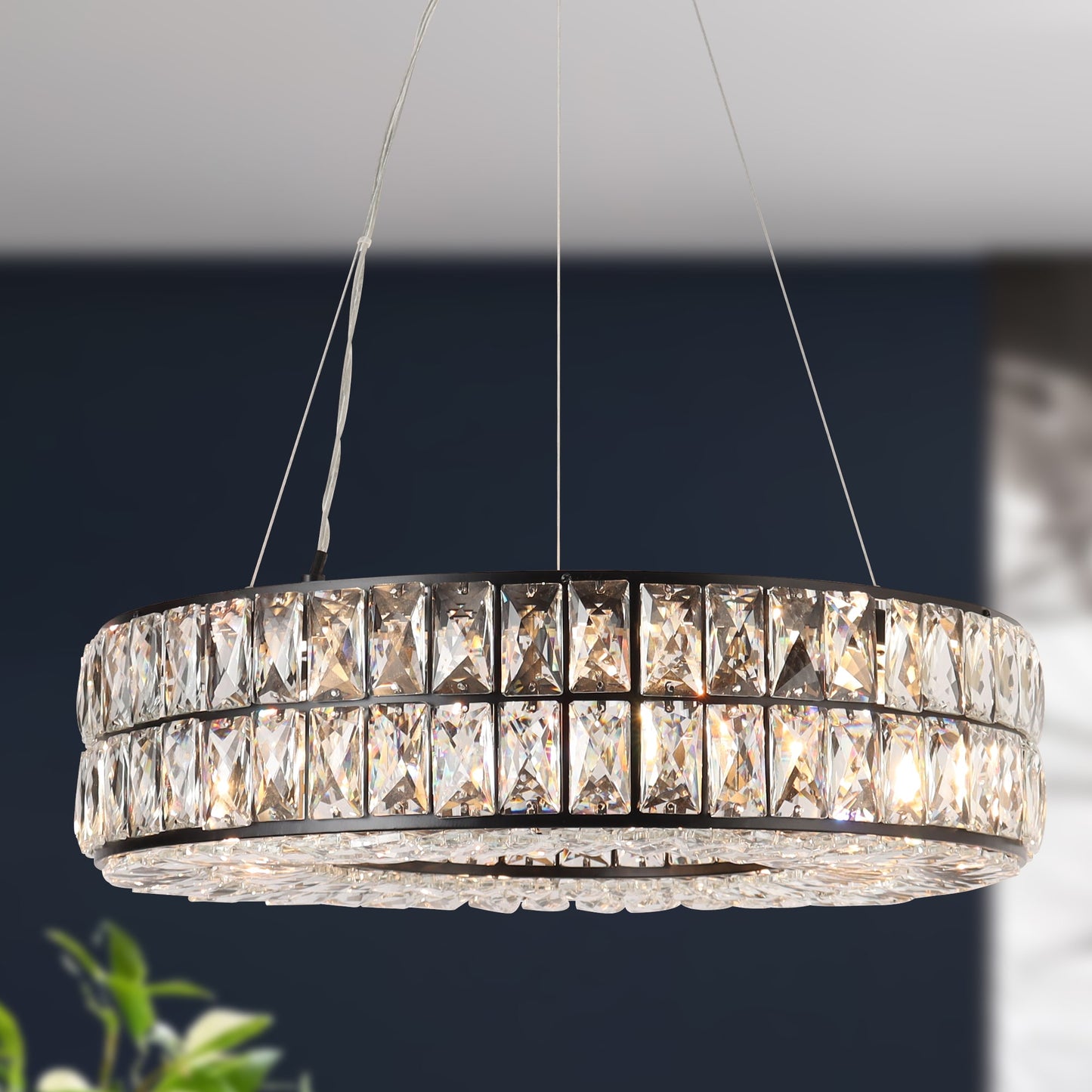 LNC Romance 8 -Light Matte Black Modern/contemporary Crystal For Use in Bedrooms, Dining Rooms, Foyers, Kitchens, Living Rooms Chandelier