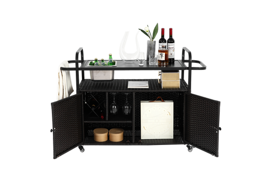 Miki Shinly Black Steel Outdoor Serving Cart