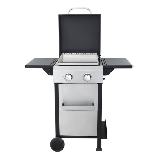 JJJ 2-Burner Propane Gas BBQ Grill Black And Silver 2 -Burner Liquid Propane Gas Grill