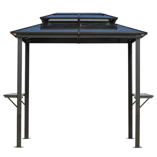 Bybafun 8-ft x 5-ft Gray Grill Gazebo with Hardtop Roof