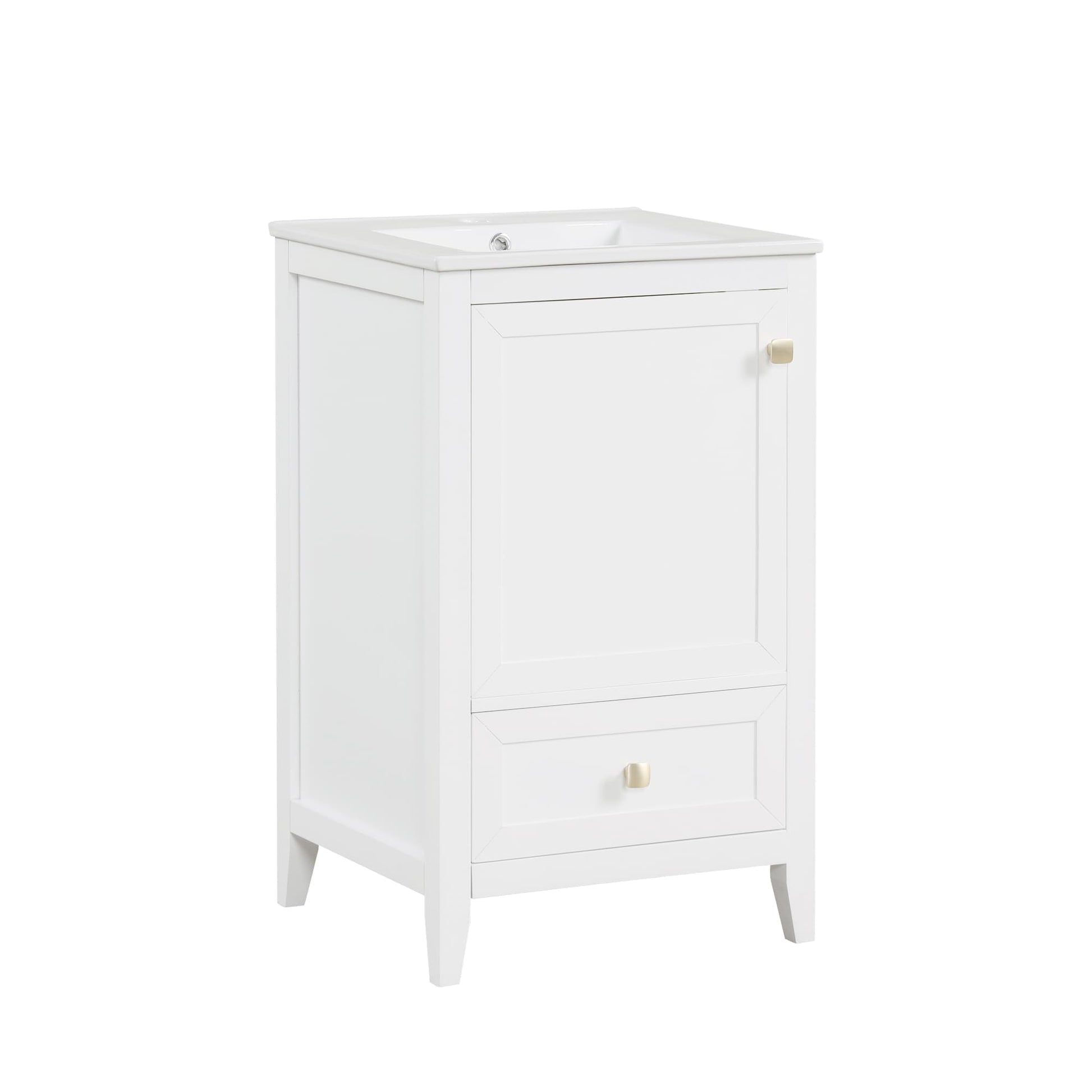 Vynxaria  20 Inch Bathroom Vanities White Vanity with SoftClose Door Storage Rack  Drawer 34 Inch H