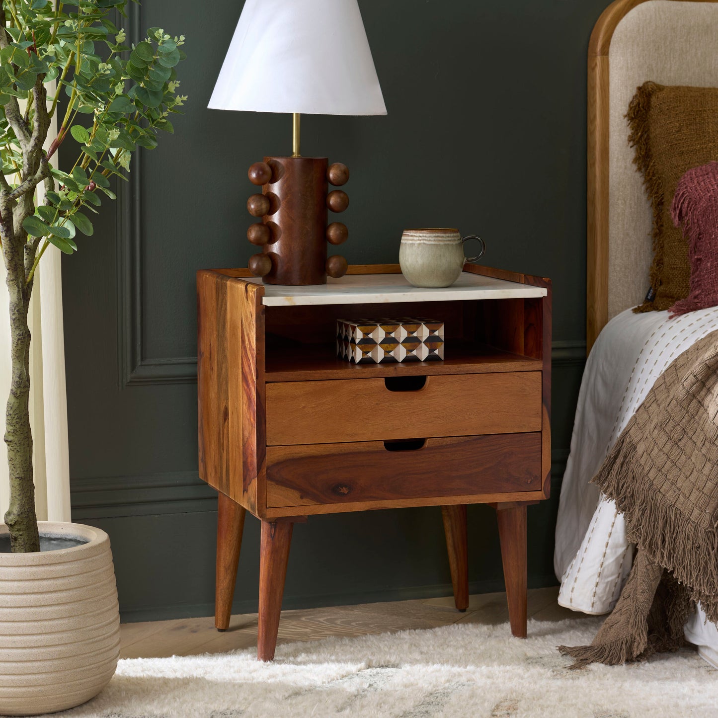 Safavieh Alexi White Marble/Brown Valet stand