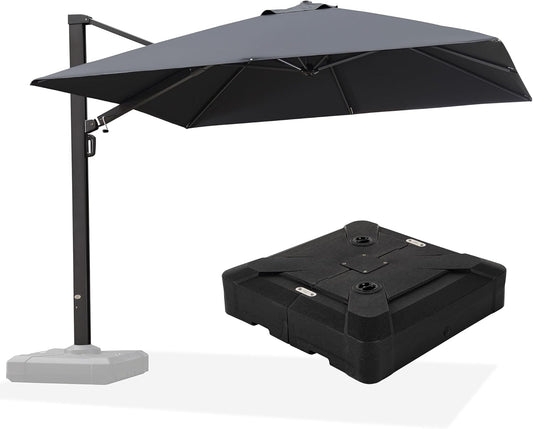 PURPLE LEAF 10-ft Aluminum Gray Crank Cantilever Patio Umbrella with Base