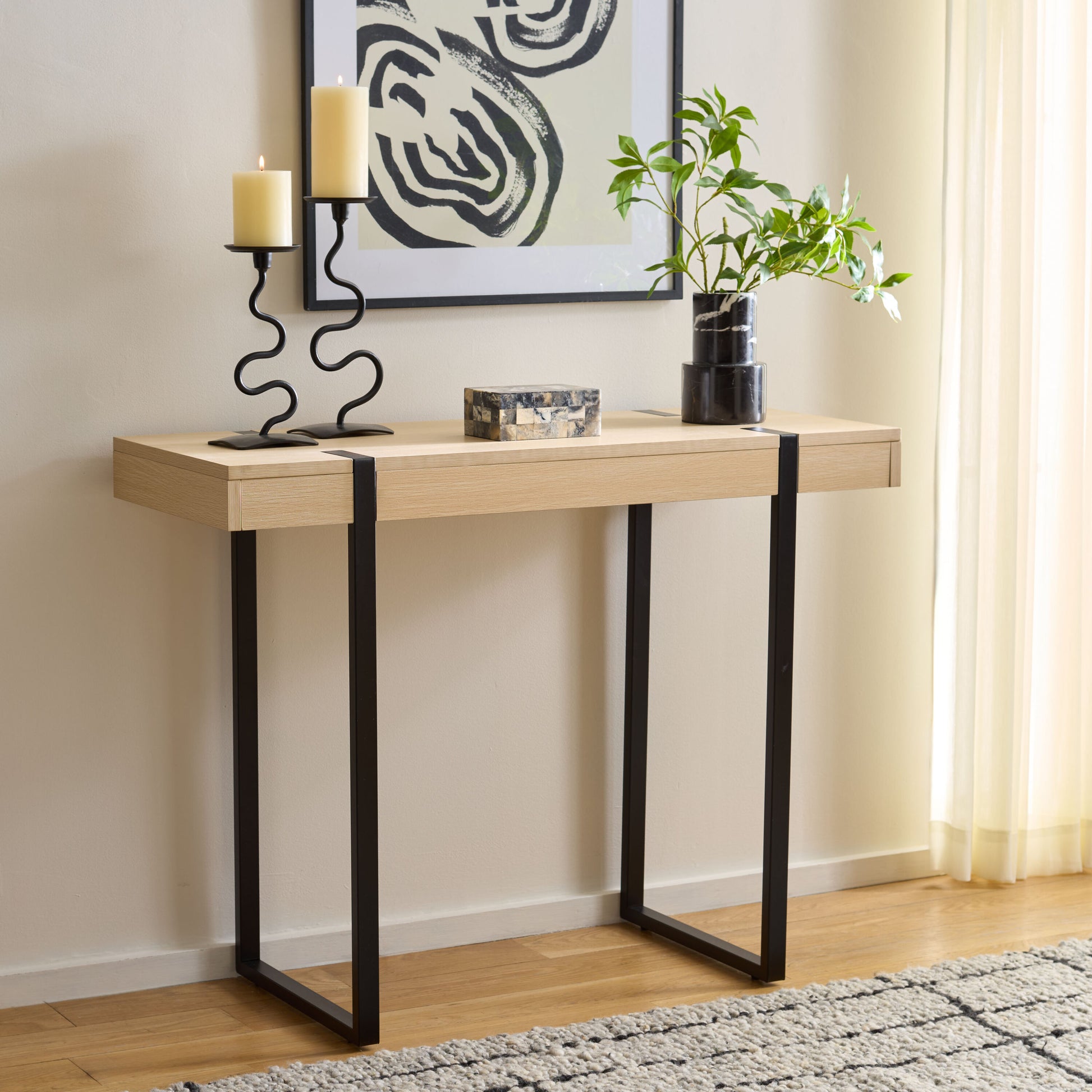Safavieh Industrial Rectangular Composite Paper Veneer/Powder Coated 39.4-in W x 29.5-in H Console table