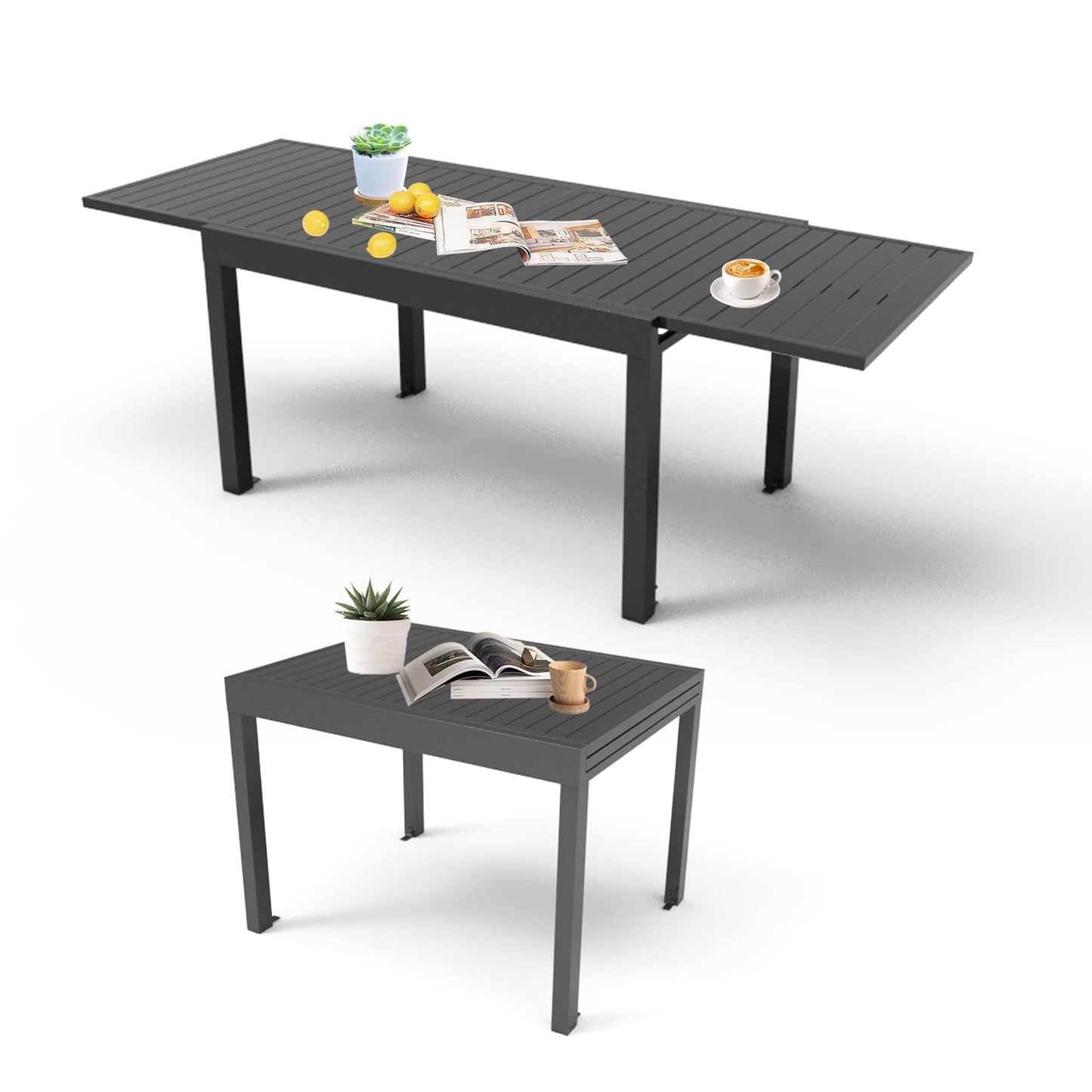 Sumyeg Rectangle Extendable Outdoor Dining Table 35.4-in W x 70.8-in L