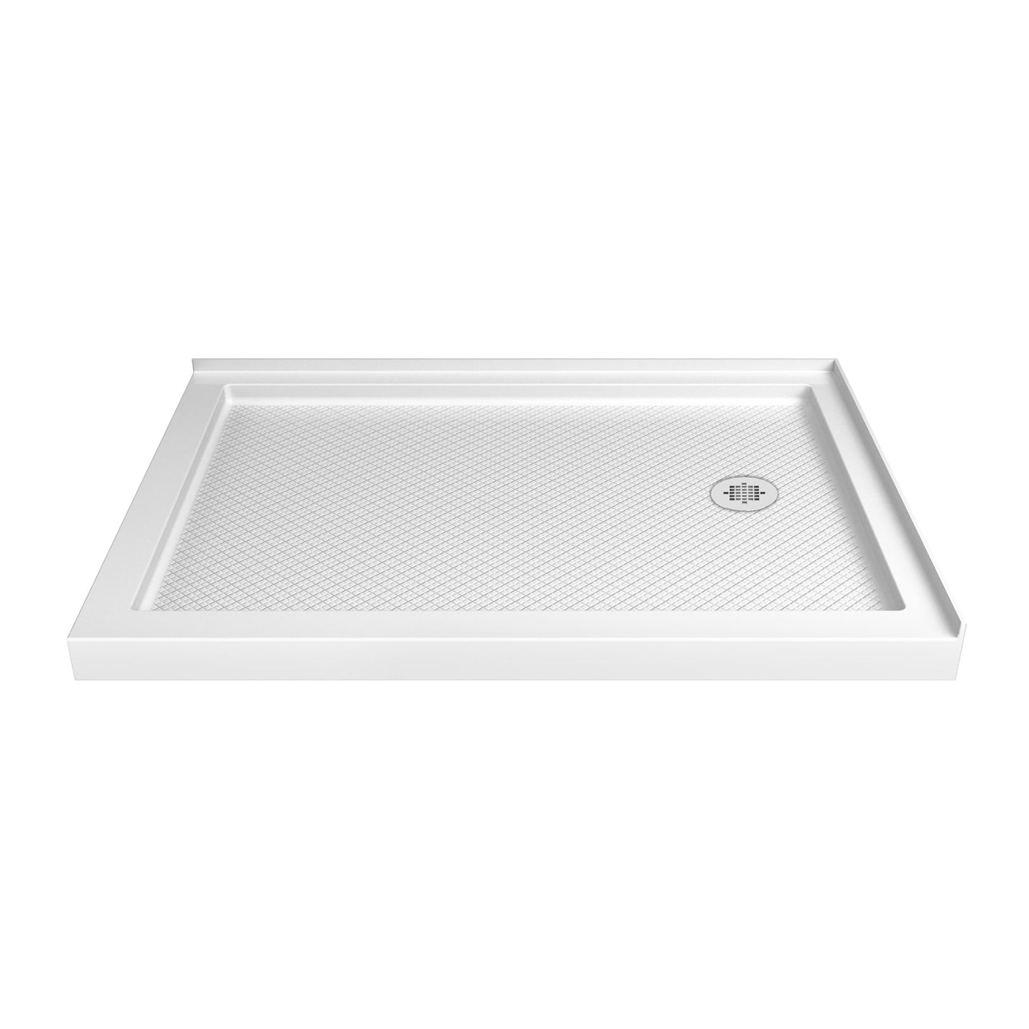 DreamLine SlimLine 32-in W x 48-in L Right White Double Threshold Rectangle Corner Shower Pan Base with 2.75-in H Threshold
