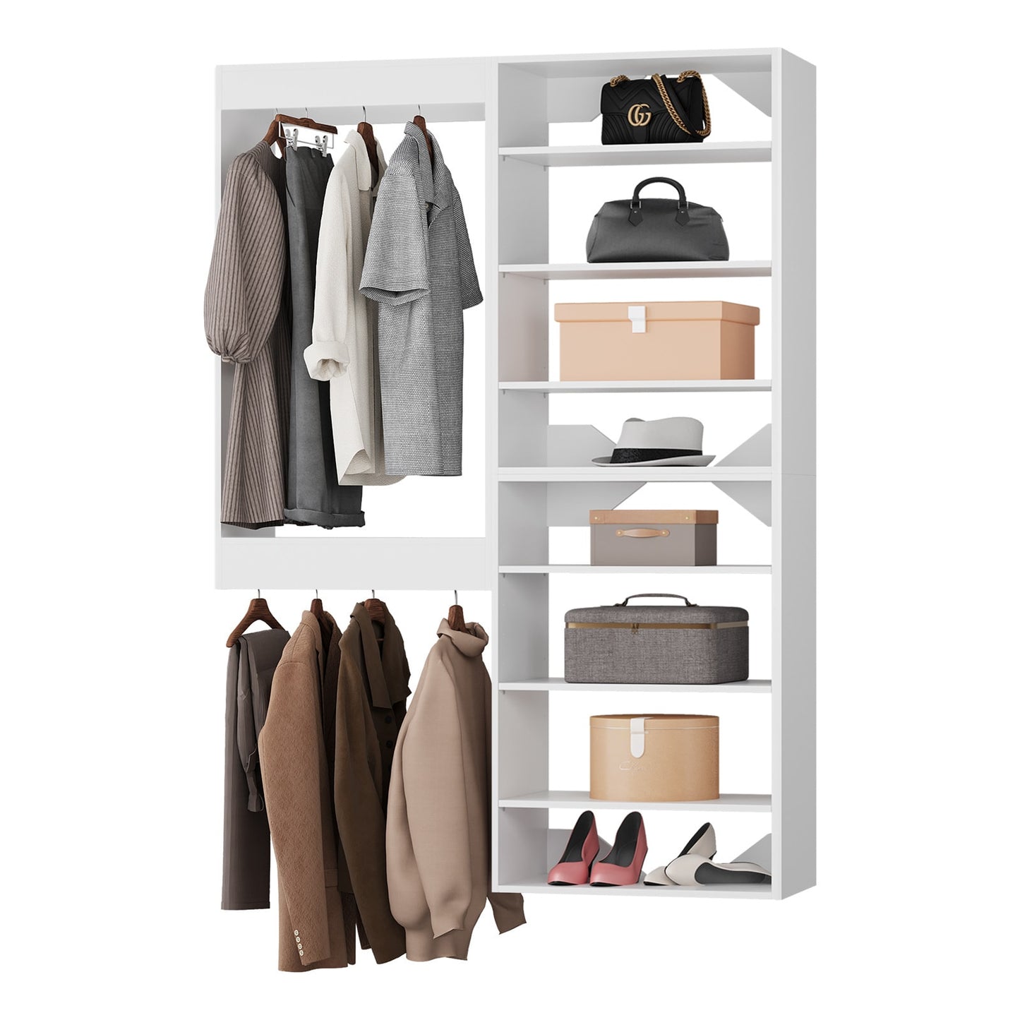 LOVMOR  52 in White Modular Closet System Unit-Customizable Wall Mounted Walk-In Closets for Bedroom or Walk-in Closet