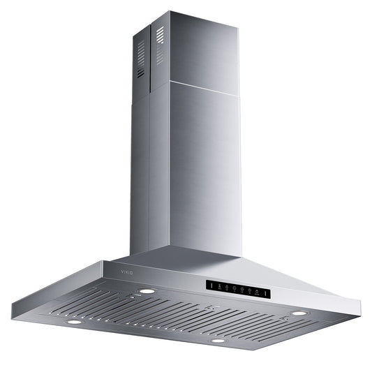 VIKIO 36 inch Convertible 530-CFM Stainless steel Island Range Hood with Charcoal Filter