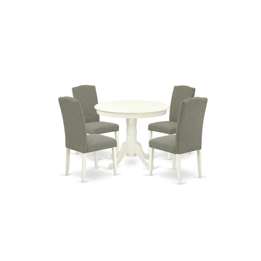 East West Furniture Dining Room Set Linen White