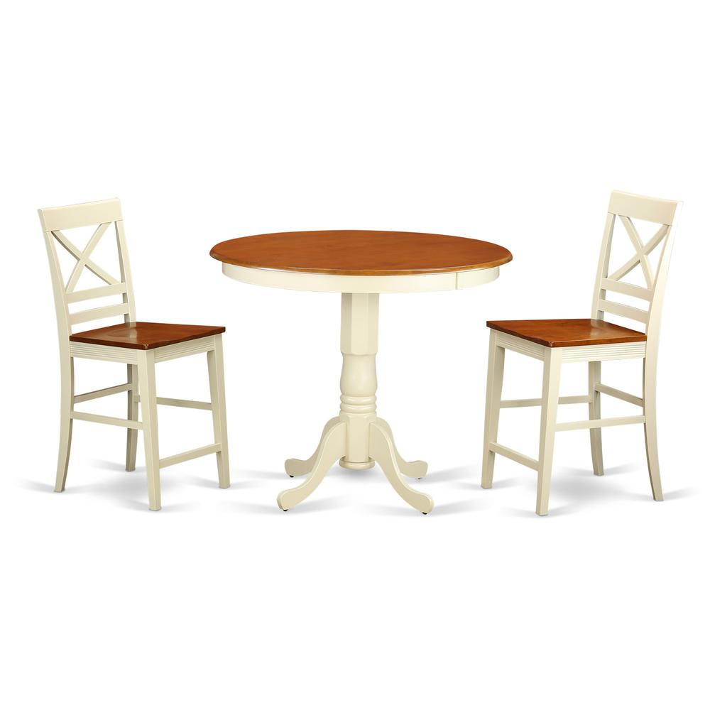 East West Furniture 3 Pcpub Table set pub Table and 2 Dining Chairs