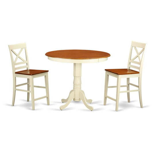 East West Furniture 3 Pcpub Table set pub Table and 2 Dining Chairs