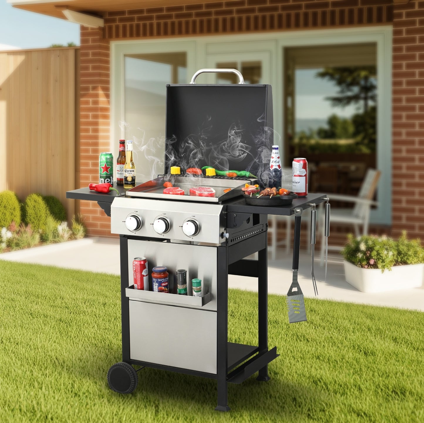 Dexmalle  3-Burner Propane Gas BBQ Grill