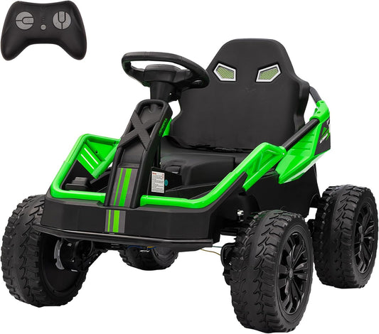 Qeetex 24V Ride-on Toys for Big Kids Electric Four Wheeler Electric Car for Kids 37-95 Months with Parent Remote Bluetooth Music Horn 4 Shock Absorbers Dual 12v Batteries ASTM/CPSIA Certified