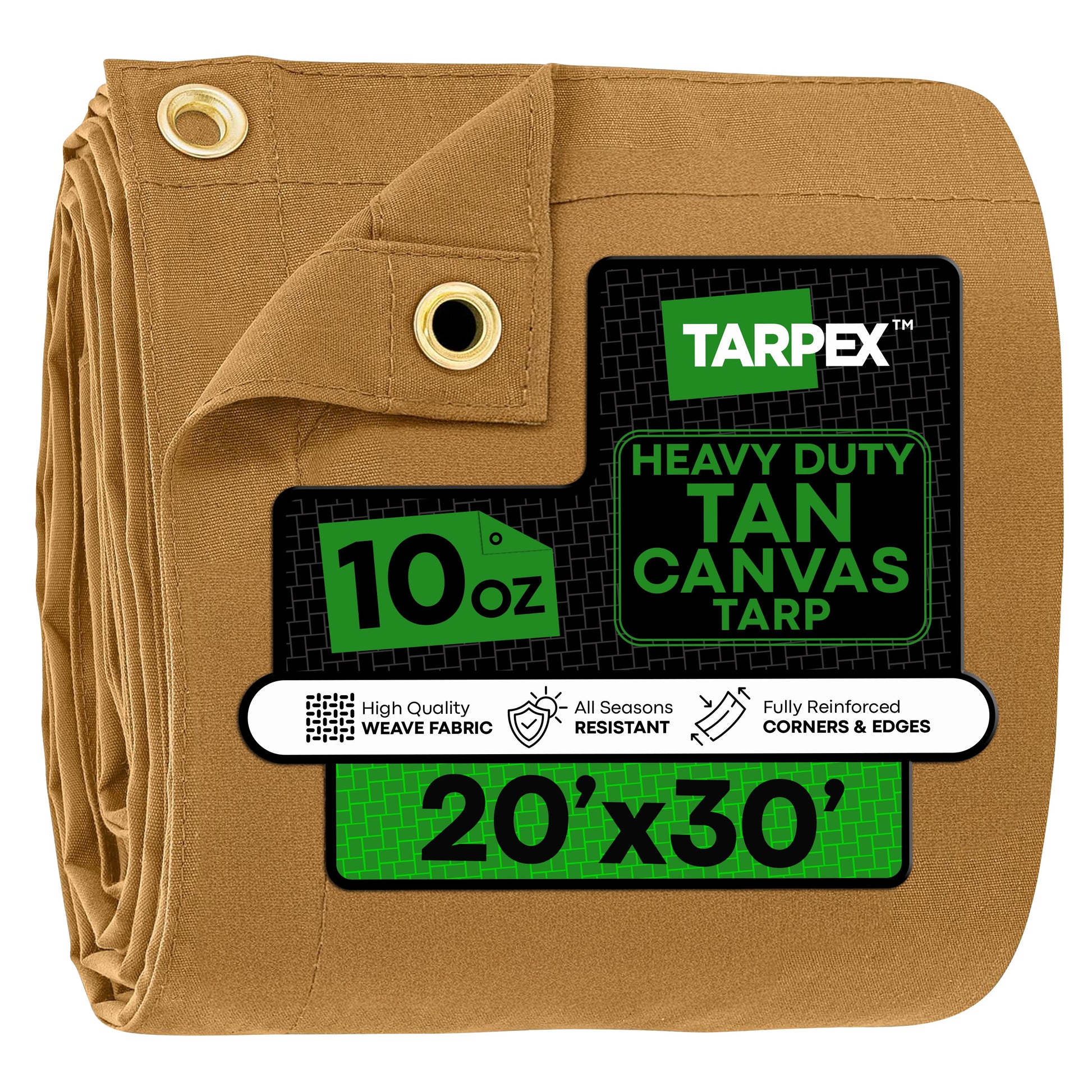 Tarpex 20-ft x 30-ft Brown Waterproof Commercial Canvas 14-mil Tarp