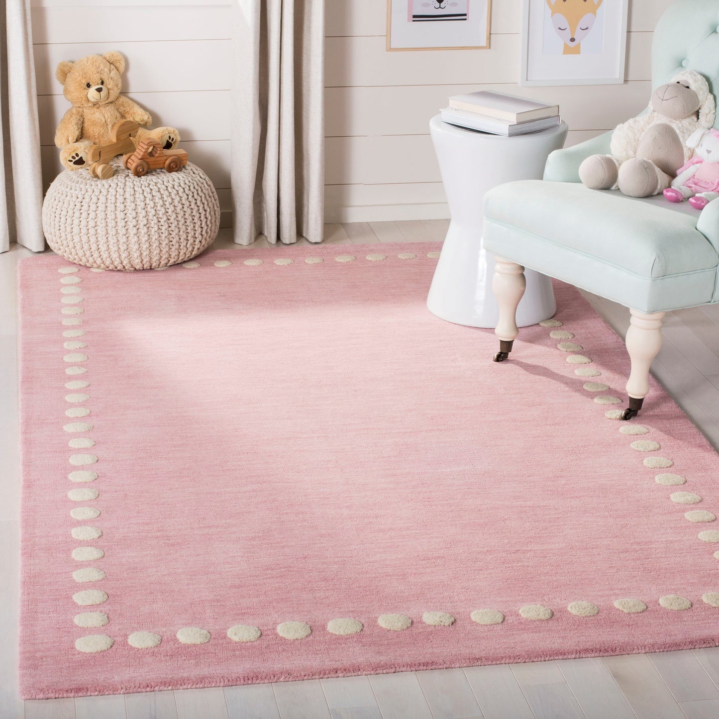 Safavieh Safavieh Kids 8 x 10 (ft) Loomed Wool Pink Rectangular Indoor Geometric Mid-Century Modern Professionally Clean Only Area rug