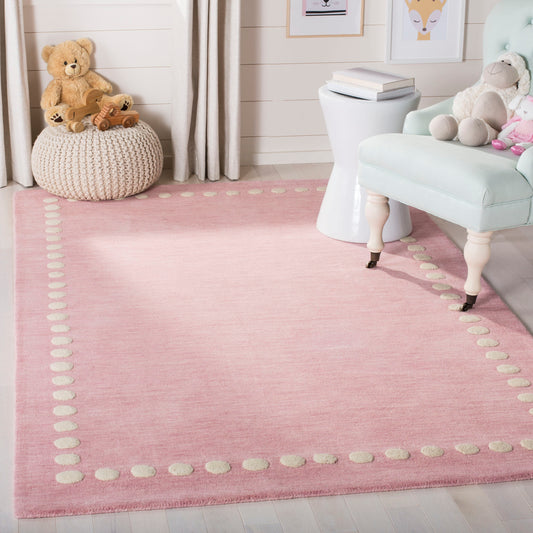 Safavieh Safavieh Kids 8 x 10 (ft) Loomed Wool Pink Rectangular Indoor Geometric Mid-Century Modern Professionally Clean Only Area rug