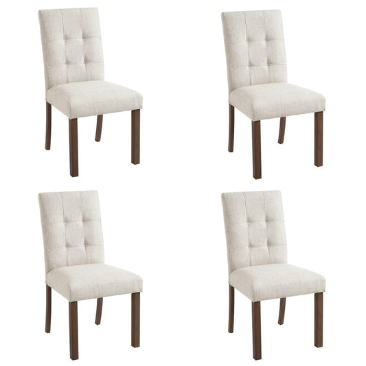 Maison Boucle Set of 4 Wooden Dining Chairs with Fabric Upholstery Walnut Wood Legs Modern Side Chairs for Kitchen