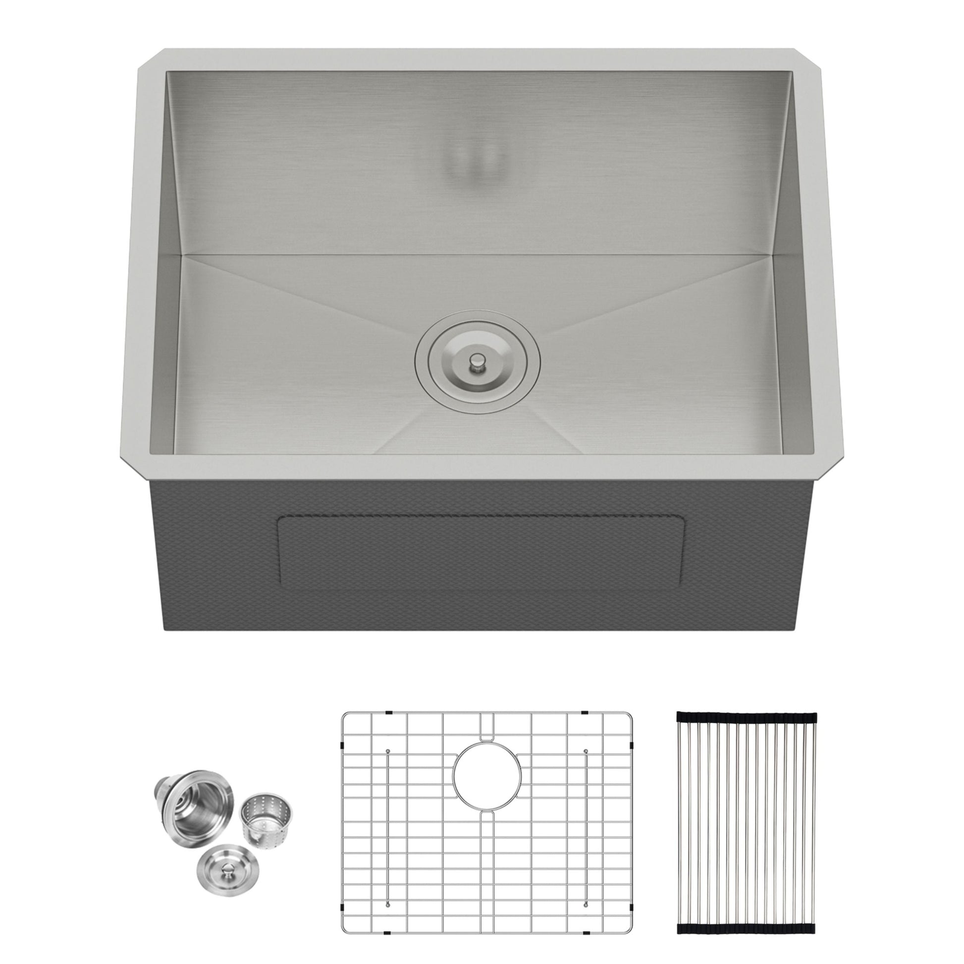LIVIZA SS Utility Sink 18-in x 23-in 1 -Basin Brushed Nickel Undermount Laundry sink