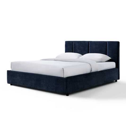 Omax Decor Venice Upholstered Platform Queen Bed in Blue Fabric