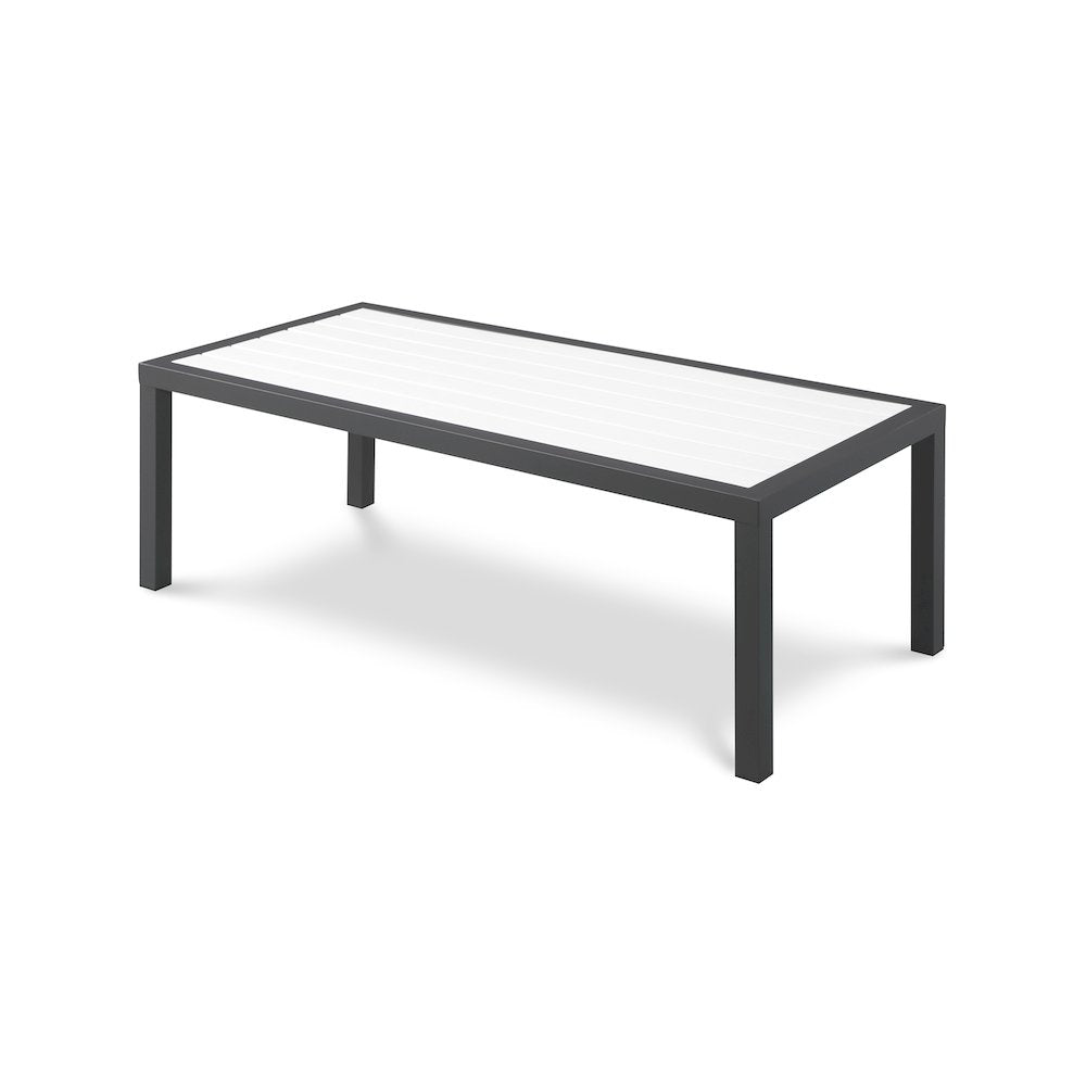 Meridian Nizuc White Wood Look Accent Paneling Outdoor Patio Aluminum Coffee Table
