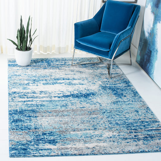 Safavieh Evoke 8 x 10 (ft) Loomed Polypropylene Light Blue/Grey Rectangular Indoor Abstract Mid-Century Modern Spot Clean Only Area rug
