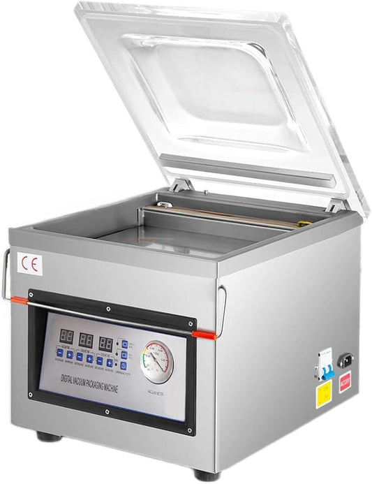 Qeetex 12 in Sealing Width 6.5 Cbm/h Automatic Control Stainless Steel Chamber Vacuum Sealer for Household Commercial and Industrial Food Packaging