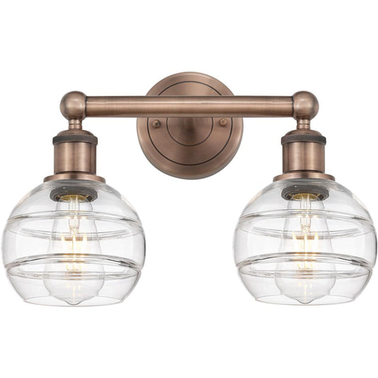 Innovations Lighting  616-2W-AC-G556-6CL Edison Rochester Bathroom Vanity Light Antique Copper