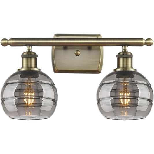 Innovations Lighting  516-2W-AB-G556-6SM Ballston Rochester Bathroom Vanity Light Antique Brass