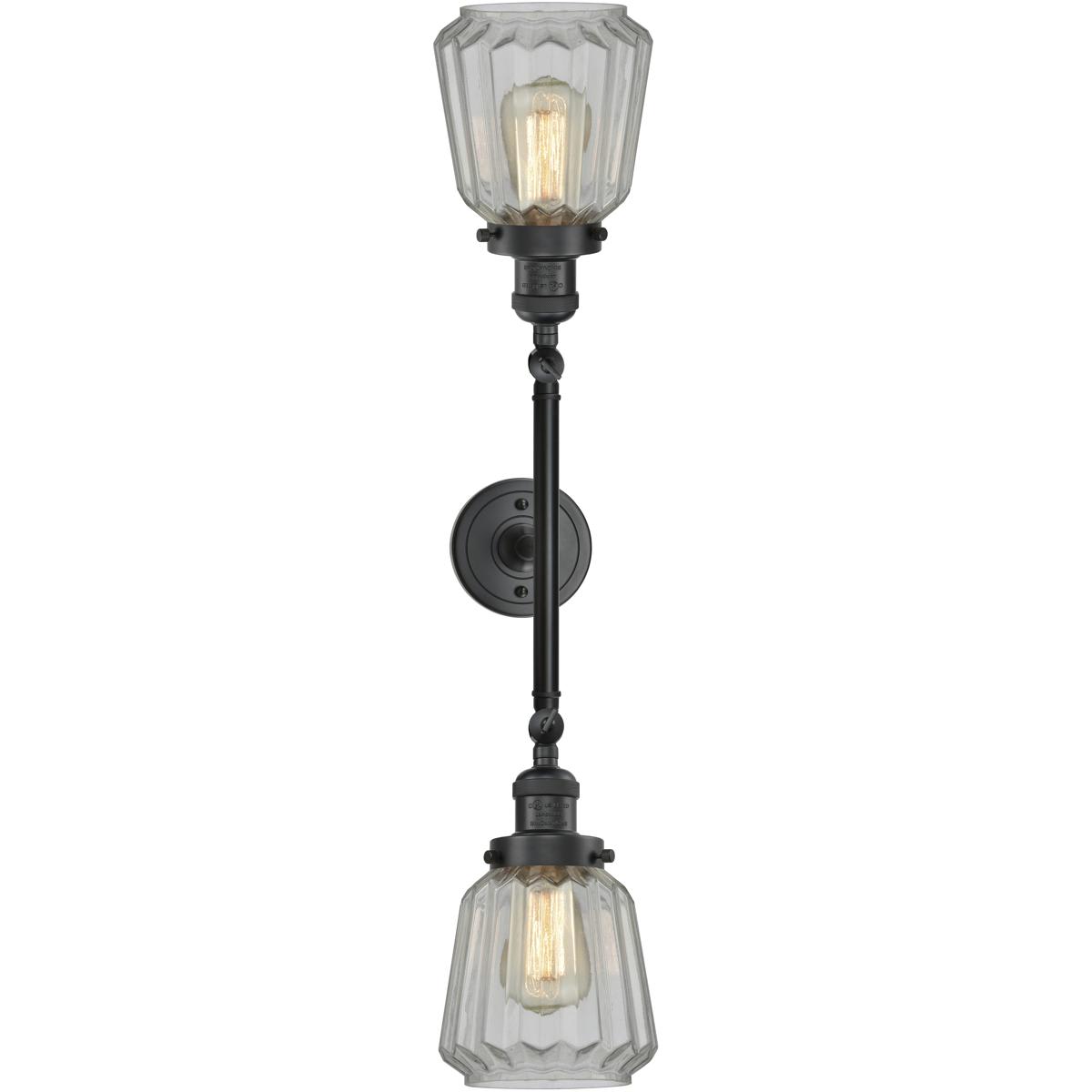 Innovations Lighting  208-BK-G142-LED Franklin Restoration Chatham Bathroom Vanity Light Matte Black
