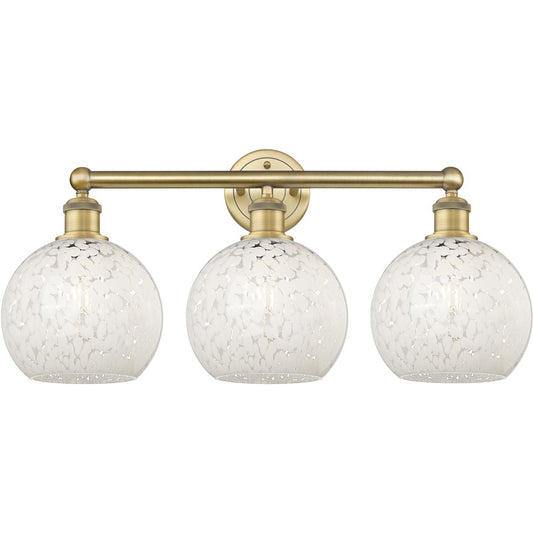 Innovations Lighting  616-3W-BB-G1216-8WM Edison White Mouchette Bathroom Vanity Light Brushed Brass