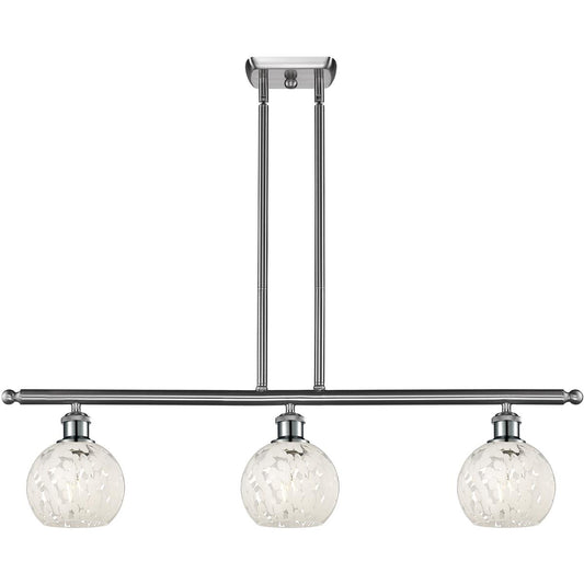 Innovations Lighting  516-3I-SN-G1216-6WM Ballston White Mouchette Island Light Brushed Satin Nickel
