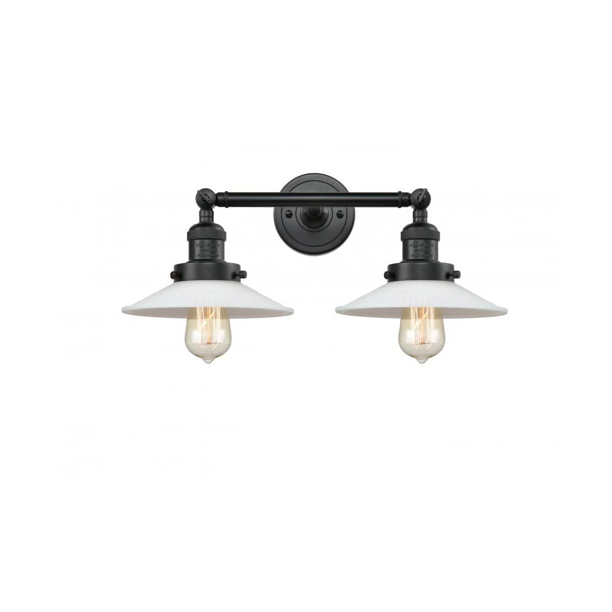 Innovations Lighting  208-BK-G1-LED Franklin Restoration Halophane Bathroom Vanity Light Matte Black