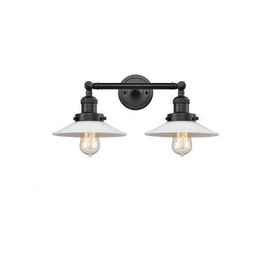 Innovations Lighting  208-BK-G1-LED Franklin Restoration Halophane Bathroom Vanity Light Matte Black