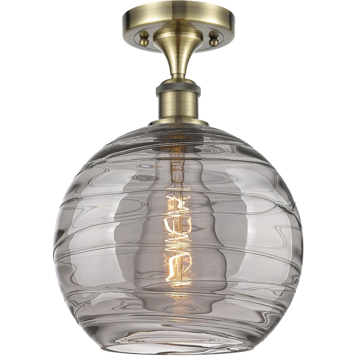 Innovations Lighting  516-1C-AB-G1213-10SM Ballston Athens Deco Swirl Semi-Flush Mount Antique Brass