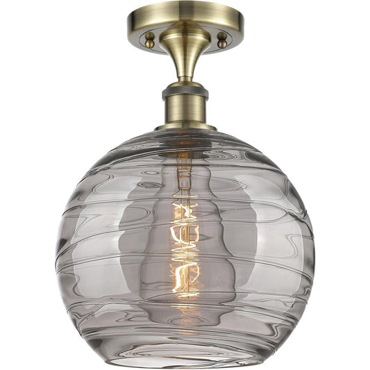 Innovations Lighting  516-1C-AB-G1213-10SM Ballston Athens Deco Swirl Semi-Flush Mount Antique Brass