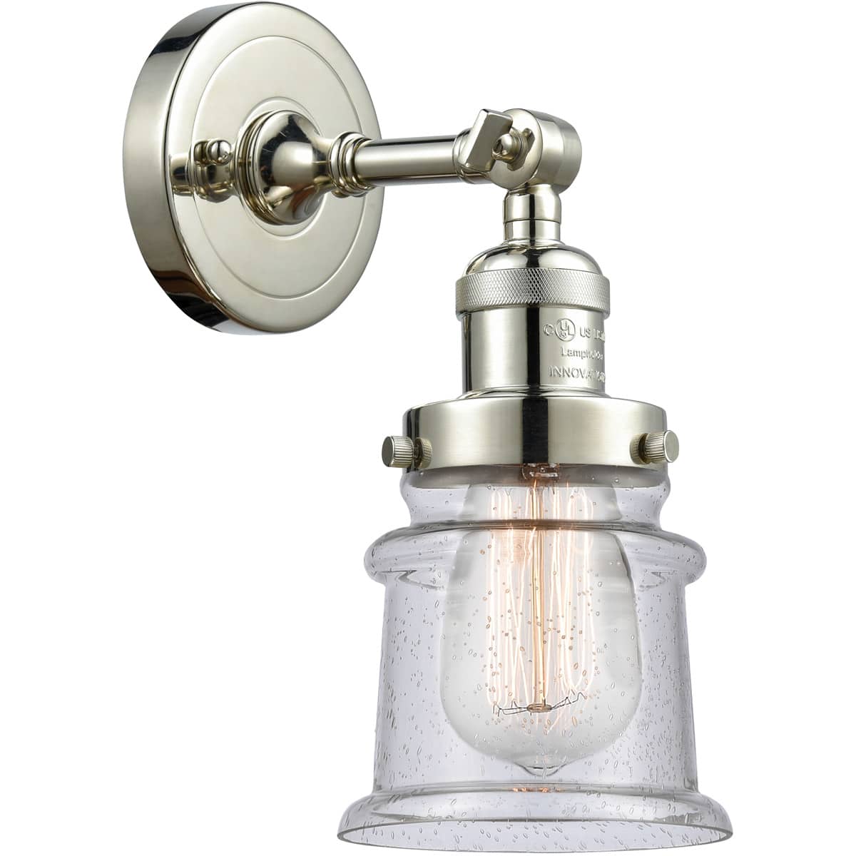 Innovations Lighting  203-PN-G184S-LED Franklin Restoration Small Canton Wall Sconce Polished Nickel