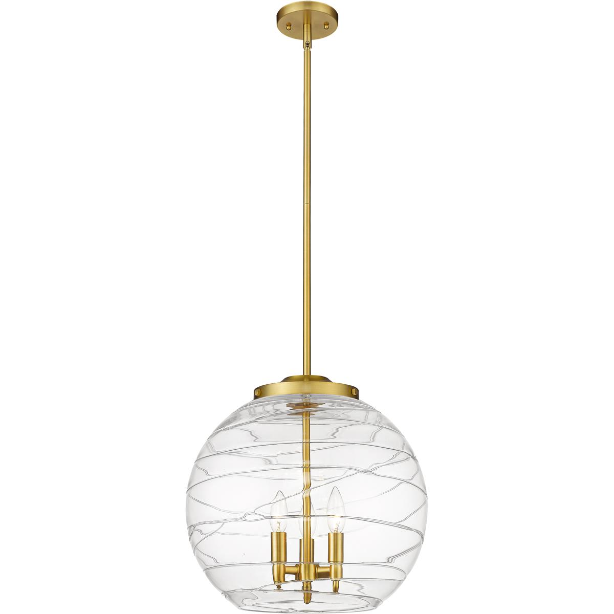 Innovations Lighting  221-3S-SG-G1213-16-LED Ballston Athens Deco Swirl Pendant Satin Gold