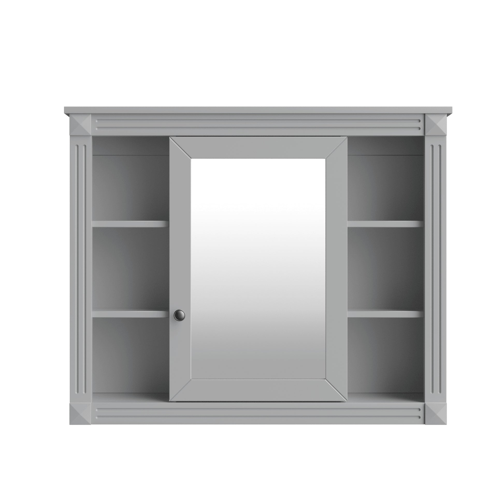 Vynxaria  35in W x 28in H Rectangular MDF Grey 1Pc Wall Mounted Medicine Cabinet with Mirror