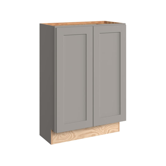KraftMaid Momentum Deveron 24-in W x 34.5-in H x 12-in D Pebble Grey Base Fully Assembled Plywood Cabinet Recessed Panel Shaker