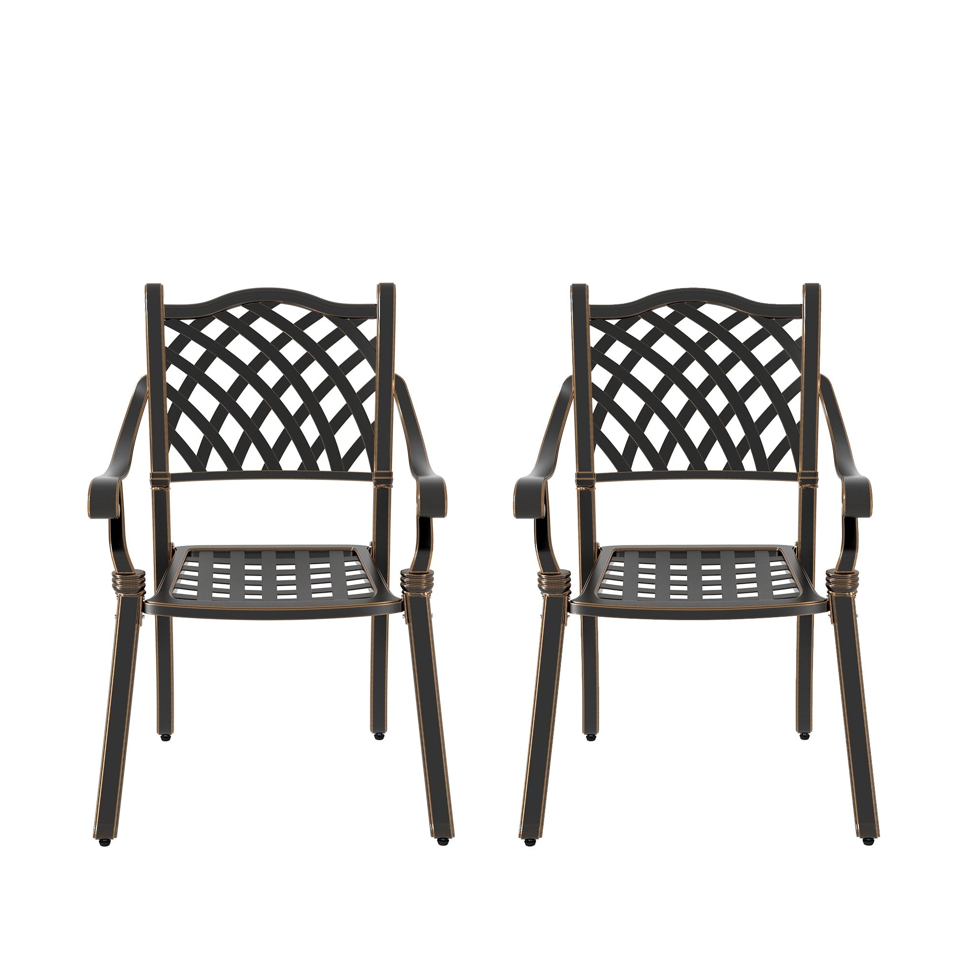 Boyel Living Patio Dining Chairs 2PCS Cast Aluminum Patio Furniture Outdoor Patio Chairs Metal Patio Chairs Garden Chair for Indoor Outdoor Bistro Chairs for Balcony Porch Backyard Garden