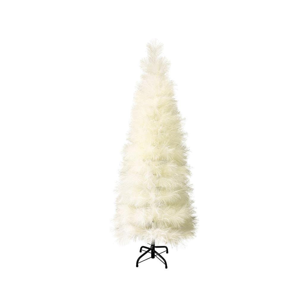 LuxenHome 5-ft Pre-lit Flocked White Artificial Christmas Tree with White LED Lights