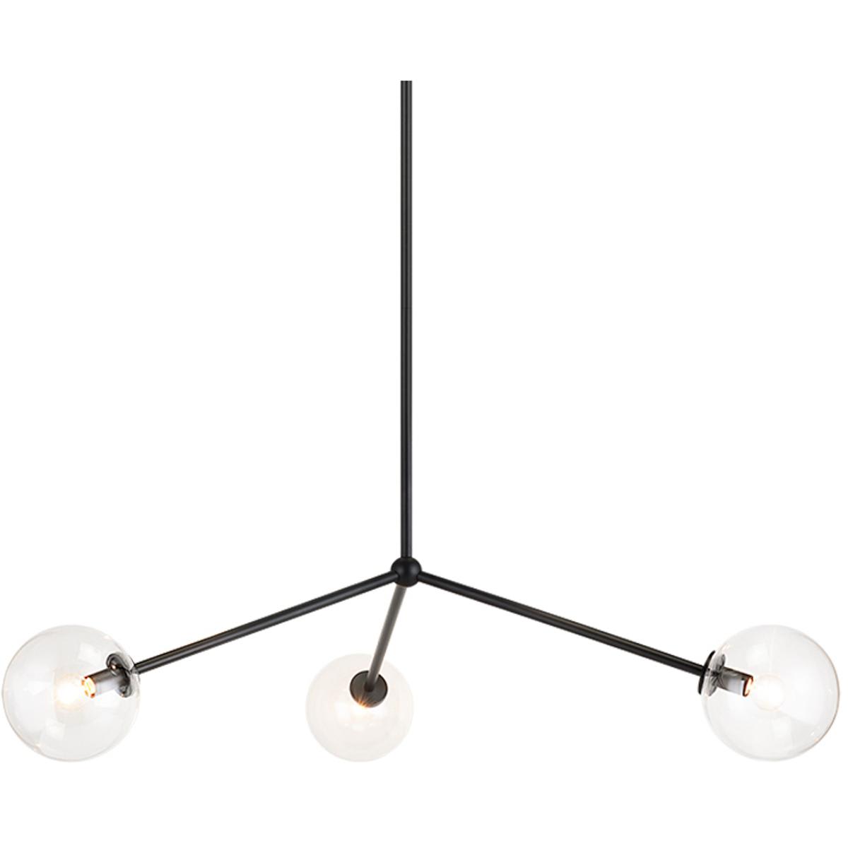 Matteo  Lighting C81703BKCL Novo 3 Light 3113 inch Black Pendant Ceiling Light in Black and Clear