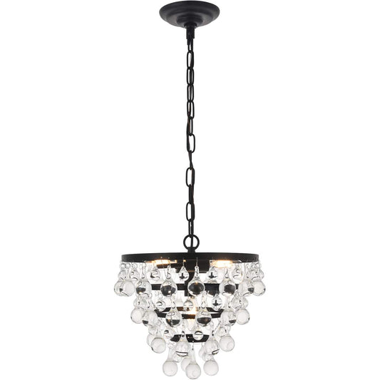 Elegant Lighting Living District LD5016D13BK Kora 3 Light 13 inch Black Pendant Ceiling Light