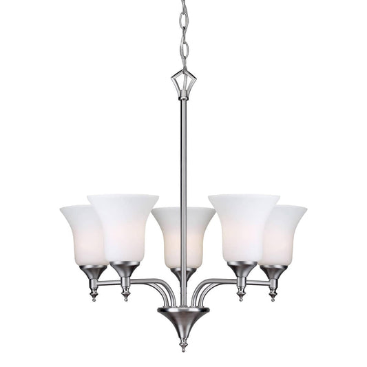 Forte Lighting  2638-05-55 Signature 5 Light 195 inch Brushed Nickel Chandelier Ceiling Light
