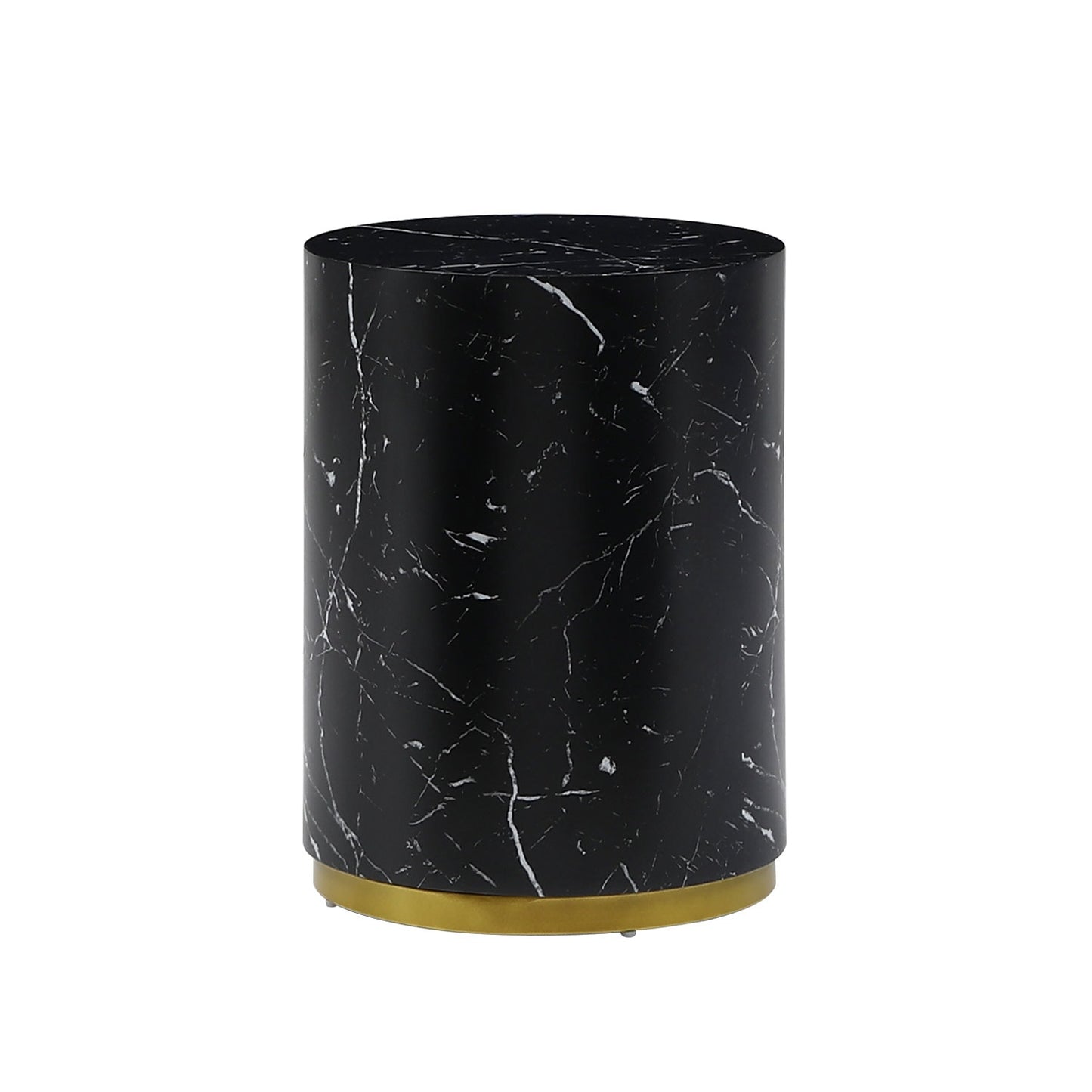 Clihome Round Sidetable 15.75-in W x 19.69-in H Black MDF Round Rustic End Table