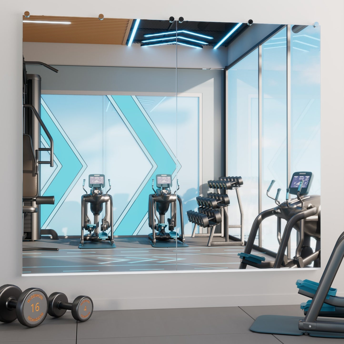 Keonjinn 2 piece Gym Wall Mirror 72-in W x 60-in H Rectangle Clear Polished Frameless Wall Mirror